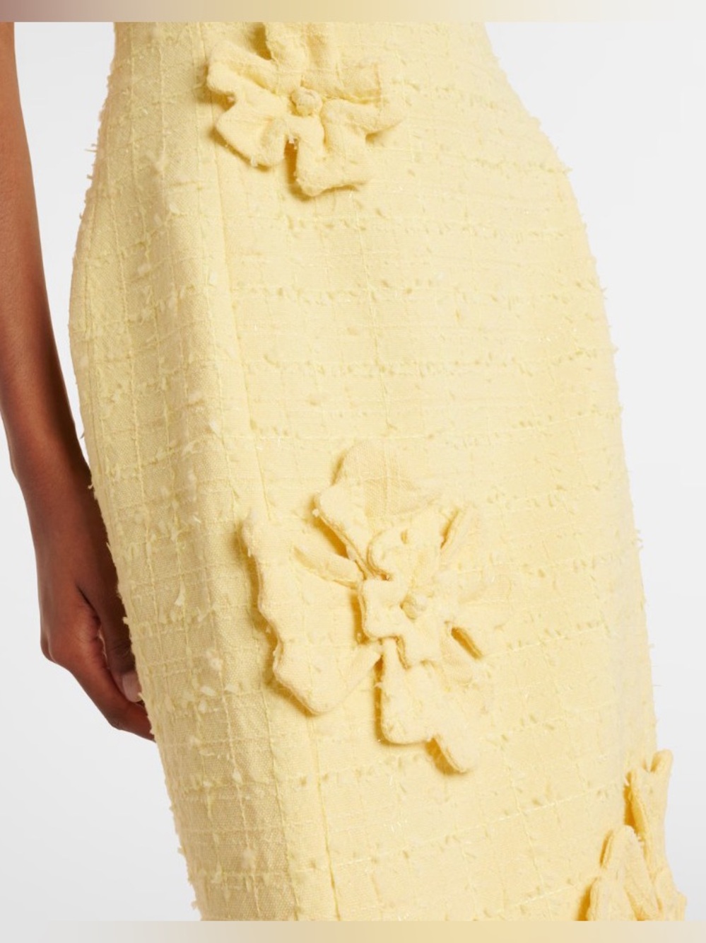 Leo Lin Lucinda Yellow Floral-Appliqué Tweed Puff Sleeve Maxi Dress AU8/US4 NWOT - Picture 5 of 5